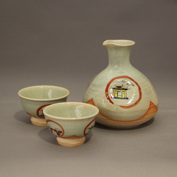 奈良絵酒器揃（青）