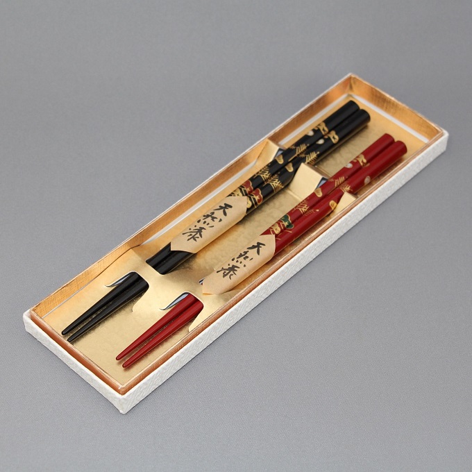 天然漆箸 蒔絵2本組(松)