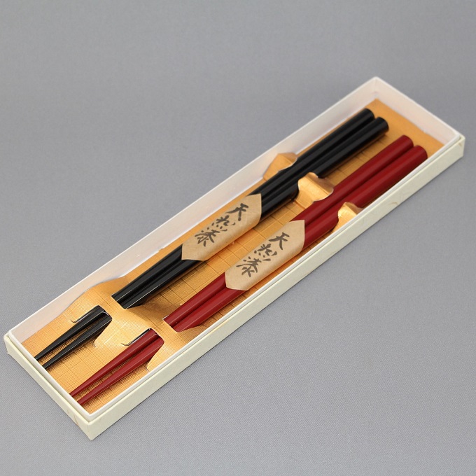 天然漆箸 朱･黒(2本)